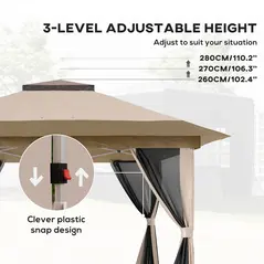 Outsunny 3.6 x 3.6m Pop-Up Gazebo, with Accessories - Beige - 5