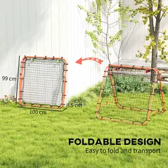 HOMCOM Double Sided Football Rebounder Net, Football Rebound Goal with Five Adjustable Angles, Orange - 5