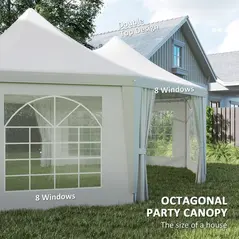 Outsunny 6.8 x 5m Octagonal Marquee Gazebo - White - 6