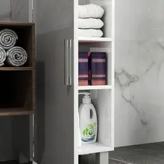 HOMCOM Tall Bathroom Cabinet, Freestanding Bathroom Cabinet with Adjustable Shelves and Double Doors - 8