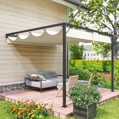 Outsunny 3 x 3 m Pergola, with Sliding Canopy - Cream White - 7