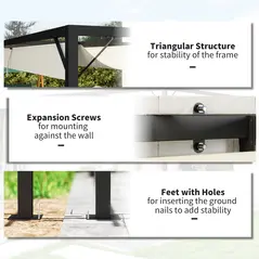 Outsunny 4 x 3 m Pergola, with Sliding Canopy - Cream - 6