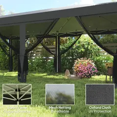 Outsunny 3 x 6m Pop Up Gazebo, Outdoor Canopy Shelter, Marquee Party Wedding Tent with 6 Mesh Walls and Carry Bag, Black - 4