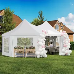 Outsunny 6.8 x 5m Octagonal Marquee Gazebo - White - 8