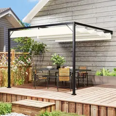 Outsunny 3 x 3 m Pergola, with Sliding Canopy - Cream White - 8