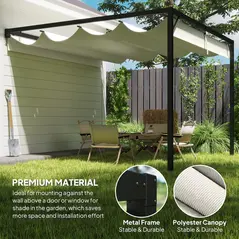 Outsunny 3 x 3 m Pergola, with Sliding Canopy - Cream White - 5