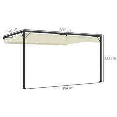 Outsunny 4 x 3 m Pergola, with Sliding Canopy - Cream - 3