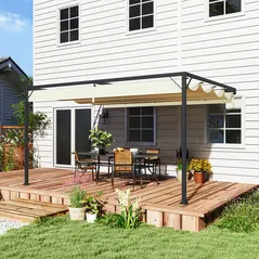 Outsunny 4 x 3 m Pergola, with Sliding Canopy - Cream - 2