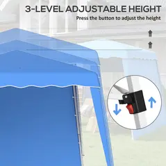 Outsunny 2.4 x 2.4m Two Wall Pop Up Gazebo - Blue - 6