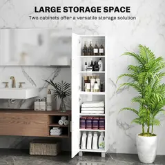 HOMCOM Tall Bathroom Cabinet, Freestanding Bathroom Cabinet with Adjustable Shelves and Double Doors - 4