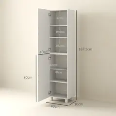 HOMCOM Tall Bathroom Cabinet, Freestanding Bathroom Cabinet with Adjustable Shelves and Double Doors - 3