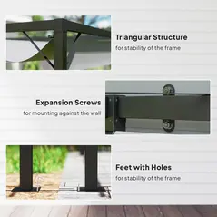 Outsunny 3 x 3 m Pergola, with Sliding Canopy - Cream White - 6