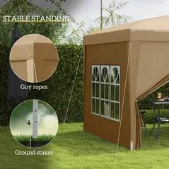 Outsunny 3 x 3(m) Pop Up Gazebo - Khaki - 6