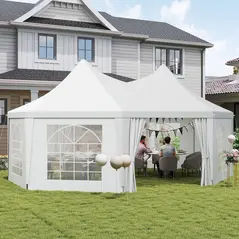Outsunny 6.8 x 5m Octagonal Marquee Gazebo - White - 2