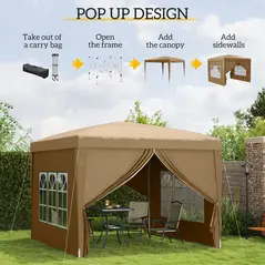 Outsunny 3 x 3(m) Pop Up Gazebo - Khaki - 4