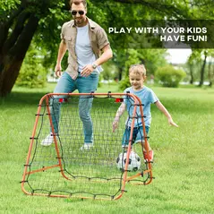 HOMCOM Double Sided Football Rebounder Net, Football Rebound Goal with Five Adjustable Angles, Orange - 7
