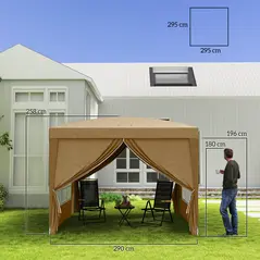 Outsunny 3 x 3(m) Pop Up Gazebo - Khaki - 3