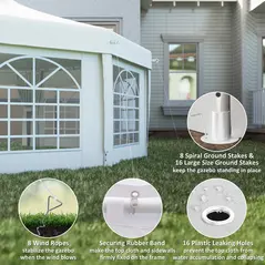 Outsunny 6.8 x 5m Octagonal Marquee Gazebo - White - 7