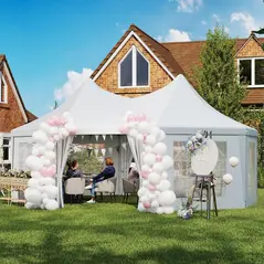 Outsunny 6.8 x 5m Octagonal Marquee Gazebo - White - 9