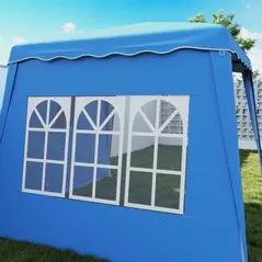 Outsunny 2.4 x 2.4m Two Wall Pop Up Gazebo - Blue - 9