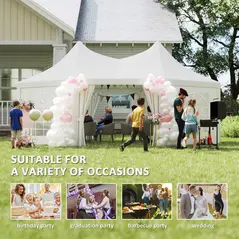Outsunny 6.8 x 5m Octagonal Marquee Gazebo - White - 4