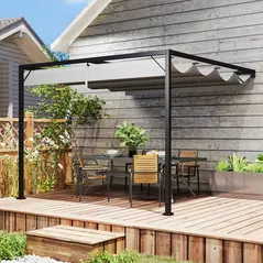 Outsunny 3 x 3 m Pergola, with Sliding Canopy - Grey - 9