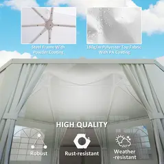 Outsunny 6.8 x 5m Octagonal Marquee Gazebo - White - 5