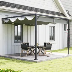 Outsunny 3 x 3 m Pergola, with Sliding Canopy - Grey - 2