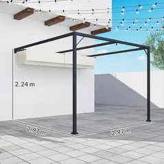 Outsunny 3 x 3 m Pergola, with Sliding Canopy - Cream White - 3