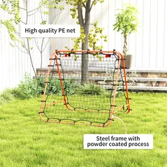 HOMCOM Double Sided Football Rebounder Net, Football Rebound Goal with Five Adjustable Angles, Orange - 6