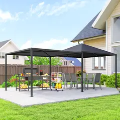 Outsunny 3 x 3 or 3 x 6m Garden Gazebo with Extendable Awning and Wheels, UPF30+ Outdoor Metal Gazebo Canopy Shelter for BBQ, Event, Party - 2