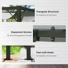 Outsunny 3 x 3 m Pergola, with Sliding Canopy - Grey - 6