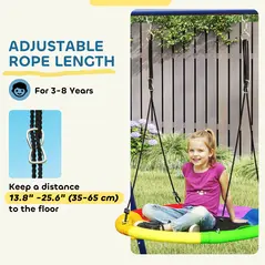 AIYAPLAY 6 in 1 Metal Kids Swing Set with 3 Swings, Climbing Ladder & Net, Basketball Hoop, for Ages 3-8 - 5