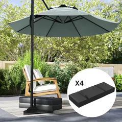 Outsunny Parasol Weights Set of 4, Parasol Base Weights Bags, 25kg Fillable Sandbag Weights with Handles, Cantilever Umbrella Base Weights, Black - 7