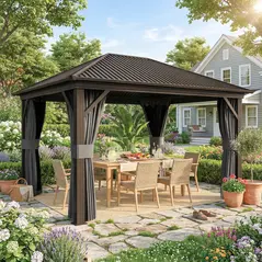 Outsunny 3.6 x 3 m Aluminium Hardtop Gazebo, with Accessories - Dark Grey - 2
