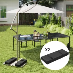Outsunny Parasol Weights Set of 2, Parasol Base Weights Bags, 25kg Fillable Sandbag Weights with Handles, Cantilever Umbrella Base Weights, Black - 2