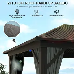 Outsunny 3.6 x 3 m Aluminium Hardtop Gazebo, with Accessories - Dark Grey - 4