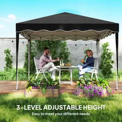 Outsunny 3 x 3cm Adjustable Height Pop-Up Gazebo, with Bag - Black - 4