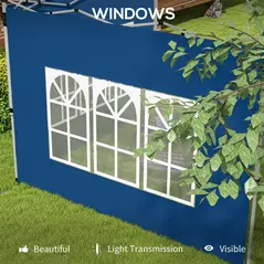 Outsunny Set of 2 Gazebo Side Panels - Blue - 6