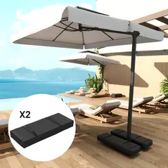 Outsunny Parasol Weights Set of 2, Parasol Base Weights Bags, 25kg Fillable Sandbag Weights with Handles, Cantilever Umbrella Base Weights, Black - 8