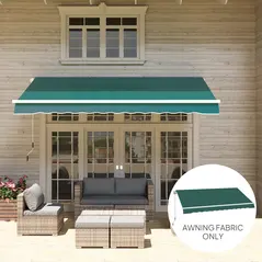 Outsunny Awning Replacement Canopy, Water Resistant UPF 50+ Sun Shade Cover for 3 x 2.5 m Garden Awning (Fabric Only), Green - 8