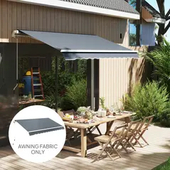 Outsunny Awning Replacement Canopy, Water Resistant UPF 50+ Sun Shade Cover for 3 x 2.5 m Garden Awning (Fabric Only), Grey - 2