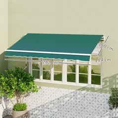 Outsunny Awning Replacement Canopy, Water Resistant UPF 50+ Sun Shade Cover for 3 x 2.5 m Garden Awning (Fabric Only), Green - 3
