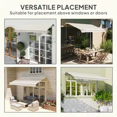 Outsunny Awning Replacement Canopy, Water Resistant UPF 50+ Sun Shade Cover for 3 x 2.5 m Garden Awning (Fabric Only), Cream White - 6