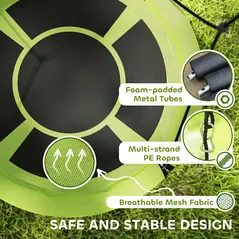 AIYAPLAY 100cm Diameter Nest Seat for Kids with Height Adjustable Hanging Ropes for Outdoor, Playground, Garden, Green - 4