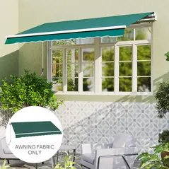 Outsunny Awning Replacement Canopy, Water Resistant UPF 50+ Sun Shade Cover for 3 x 2.5 m Garden Awning (Fabric Only), Green - 7