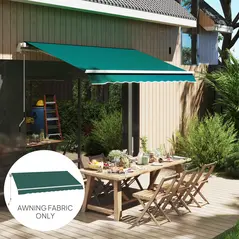 Outsunny Awning Replacement Canopy, Water Resistant UPF 50+ Sun Shade Cover for 3 x 2.5 m Garden Awning (Fabric Only), Green - 2