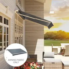 Outsunny Awning Replacement Canopy, Water Resistant UPF 50+ Sun Shade Cover for 3 x 2.5 m Garden Awning (Fabric Only), Grey - 9