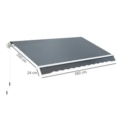 Outsunny Awning Replacement Canopy, Water Resistant UPF 50+ Sun Shade Cover for 3 x 2.5 m Garden Awning (Fabric Only), Grey - 3