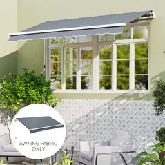 Outsunny Awning Replacement Canopy, Water Resistant UPF 50+ Sun Shade Cover for 3 x 2.5 m Garden Awning (Fabric Only), Grey - 7